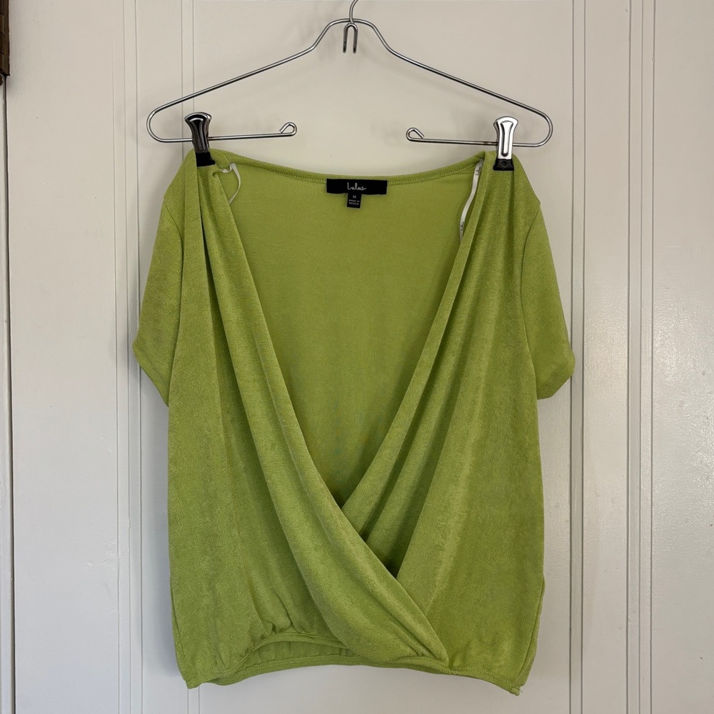 LuLu’s Lime Green Drape-Front Top